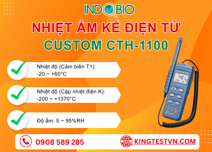 Tổng quan nhiệt ẩm kế điện tử Custom CTH-1100